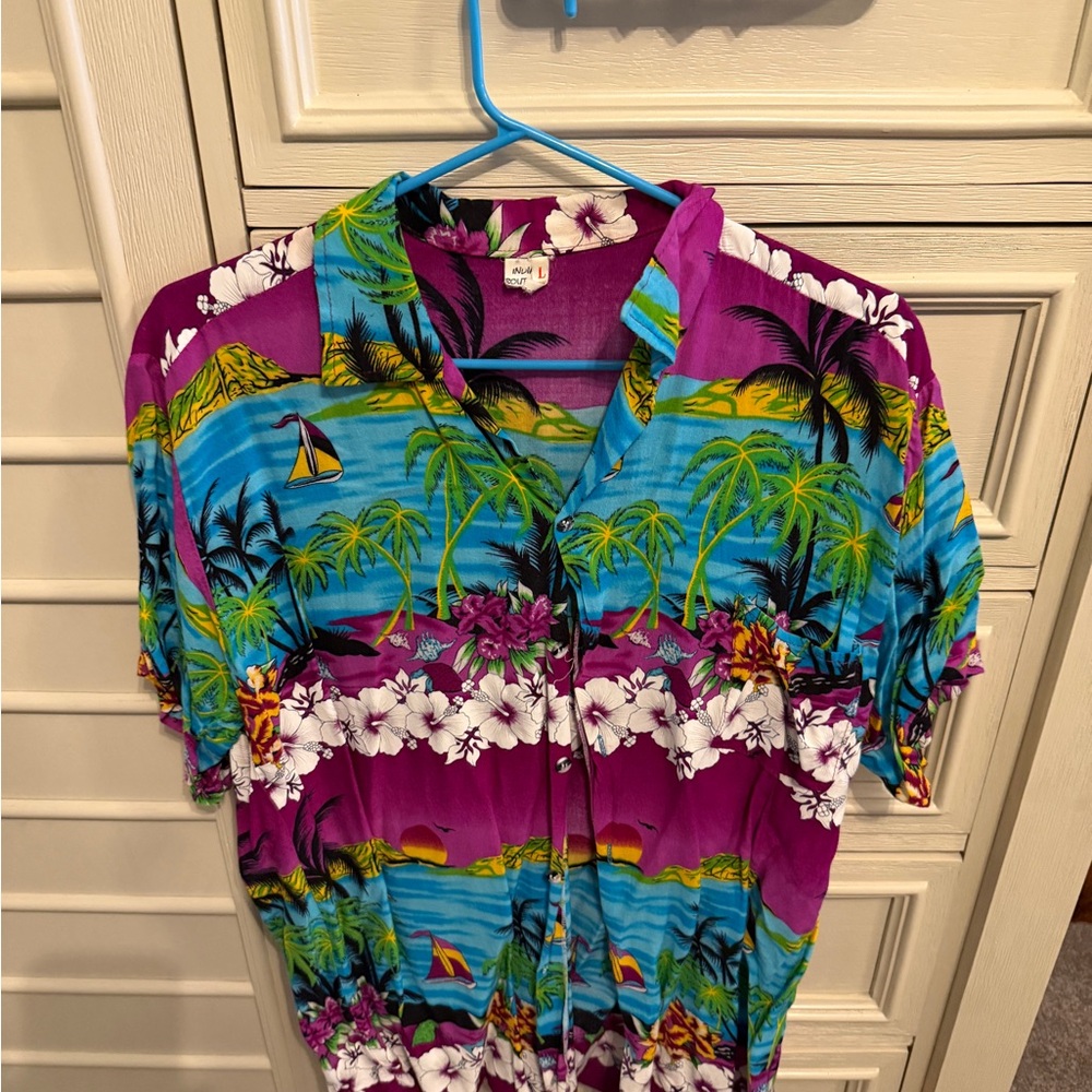 India Boutique Multicolor Tropical Casual Button Down Shirt